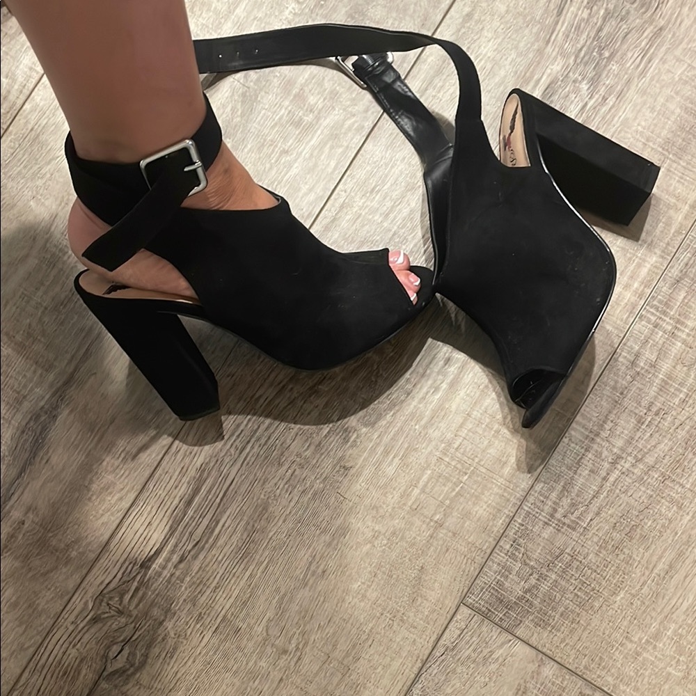 Penny Loves Kenny Black Block Heel Sandals
